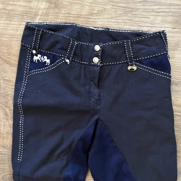 Equine Couture Blakely Knee Patch Breeches Contrast Saddle Stitch Horse Size 30 - Picture 7 of 9